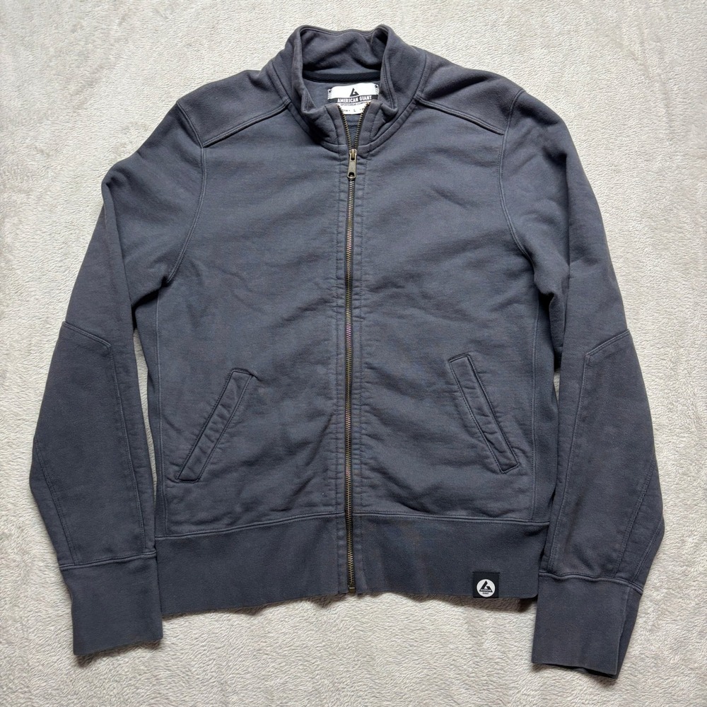 American Giant Jacket Mens L Moto Full Zip M1-1A-6A Gray Cotton EUC USA Made